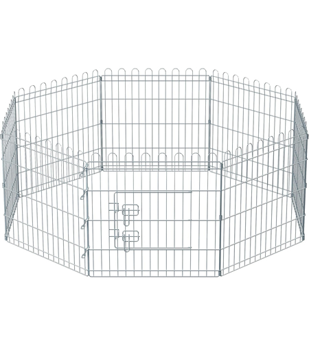 FEANDREA Tarc pliabil din otel pentru animale 8 panouri, modular patrat sau octogon, 159x159x61 cm, argintiu