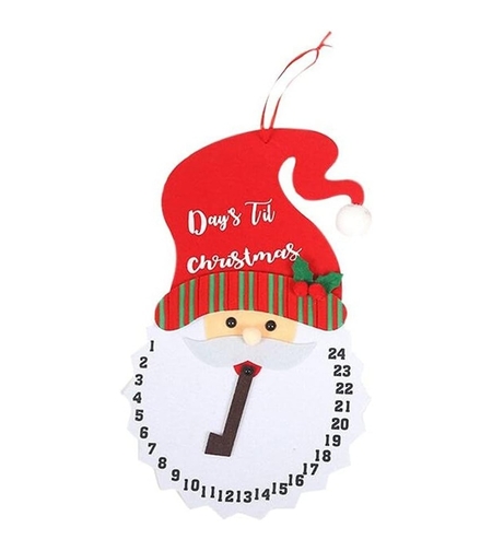Decoratiune de Craciun Flippy, Advent calendar, numara zilele pana la Craciun, model Mos Craciun, material poliester, 37 x 22 cm, rosu