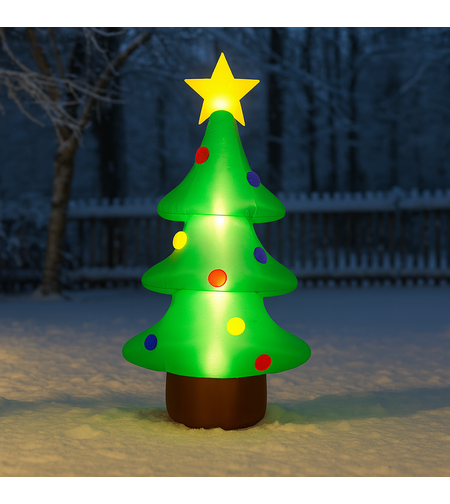 Brad gonflabil de exterior decor de Craciun, iluminare LED, compresor integrat, 125 cm, verde