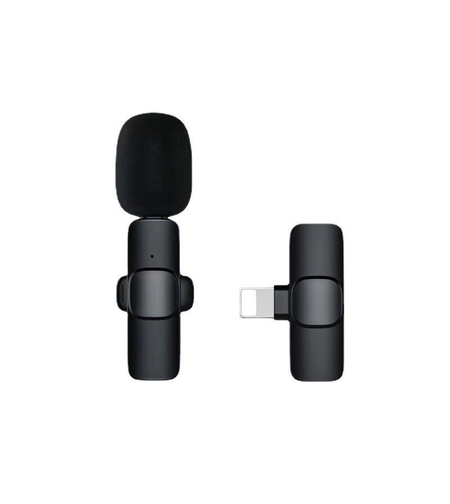 Microfon Lavaliera Wireless, Flippy, 1 Microfon si 1 Receptor Tip Lightning, Autonomie 1-3h, Bluetooth 5.0, 70dB, Baterie 50 mAh, Negru