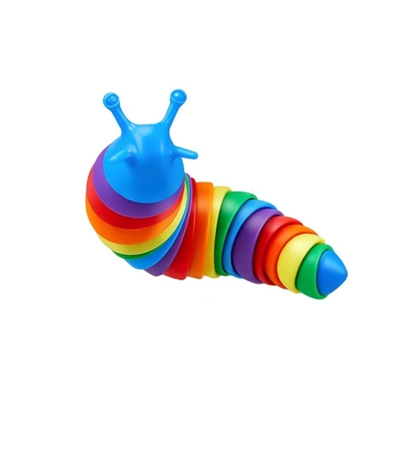 Jucarie Senzoriala pentru Copii, Flippy, Model Melc, cu Articulatii, 19 cm, Multicolor