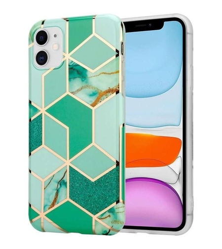 Husa protectie pentru Samsung S10 Soft IMD TPU Marble Geometric Verde