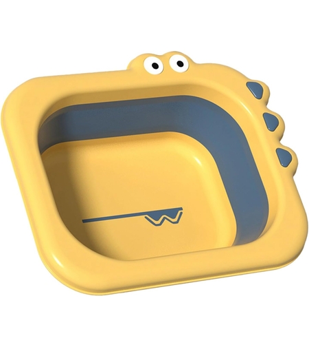 Lavoar Pliabil, Flippy, pentru Copii, din PP/TPE, Portabil, Model Crocodil, 30x24.5x9 cm, Galben/Albastru