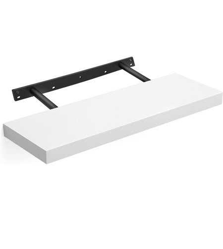 VASAGLE Raft de perete suspendat plutitor, MDF, sistem montare inclus, 60x20x4cm, alb
