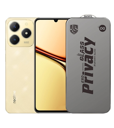 Folie de Protectie pentru Realme C61, Vafy, Sticla Securizata ESD Antistatica, Super-X Privacy OG, Margini Negre, 0.30 mm, Transparent Inchis