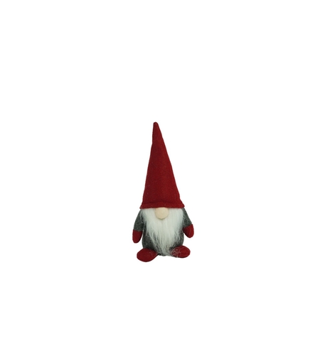 Ornament de Craciun spiridus, Flippy, gri/rosu, textil, 12 cm