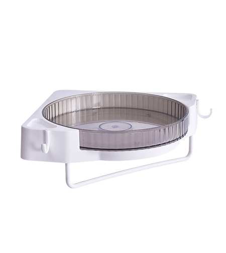 Suport Depozitare, Flippy, din Plastic, Rotativ 360 grade, Montare fara Perforatii, pentru Baie/Bucatarie, Gri