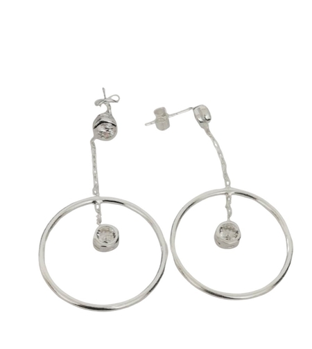 Cercei Argint 925 cu Lantisor si Cerc 23 mm