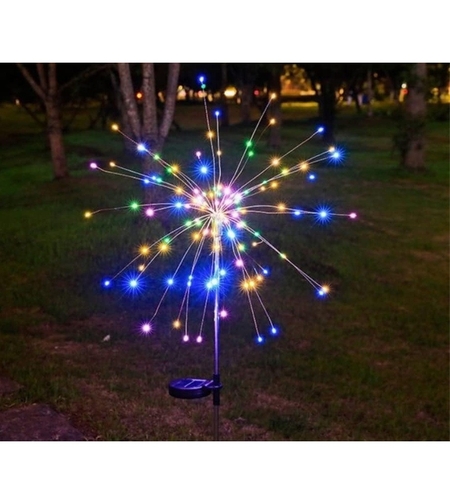 Lampa Solara, Flippy, Decor Gradina, Model Fireworks/Artificii, din Sarma de Cupru, 120 LED-uri, 55W, 90 cm, Multicolor