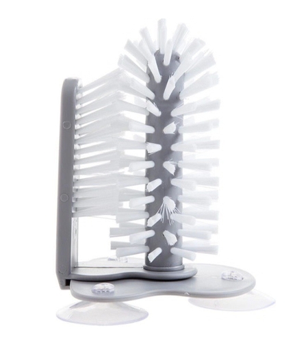 Perie de Curatat Pahare, Vafy, din Plastic, cu Ventuza, 17.5 x 14 cm, Gri