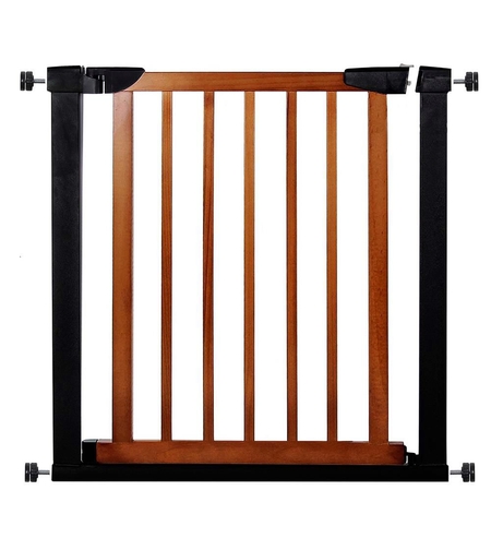Poarta de siguranta Safety Gate pentru scari, ajustabila 75-82 cm, din otel si lemn, negru maro