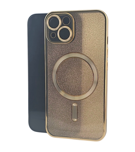 Husa de Protectie 2 in 1, Vafy, pentru Apple iPhone 14 Plus, Compatibila MagSafe, Magnetica, cu Protectie Lentila, din TPU, Auriu