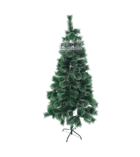 Brad artificial de Craciun tip pin nins, pentru interior/exterior, inaltime 210 cm, Flippy, verde, suport metalic inclus