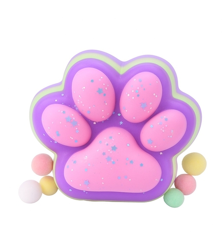 Jucarie Antistres Squishy, Flippy, Revenire Lenta, Model Labuta de Pisica, Squishy, BIG 12.5 x 10.5 cm, 220 g, Model 23, Multicolor Mov Roz