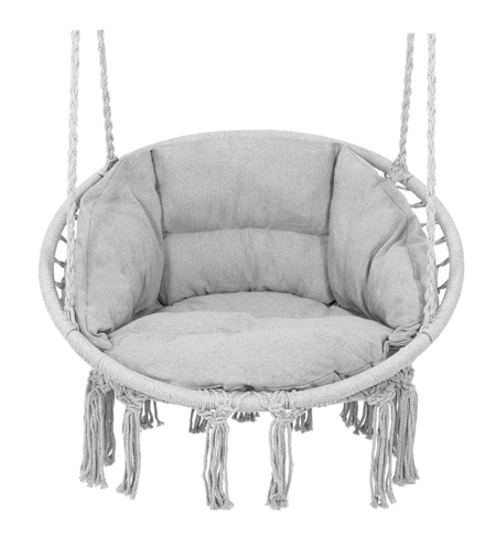 Scaun rotund Sersimo tip leagan suspendat cu perna Confort Plus casa sau gradina, gri