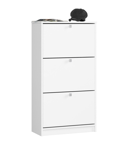 Dulap pantofi cu 3 usi rabatabile, PAL laminat 16 mm, 60x29x113 cm, alb