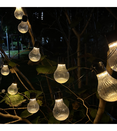Ghirlanda luminoasa, LED, model Stripes, 20 becuri, 580cm, incarcare solara, lumina alb cald