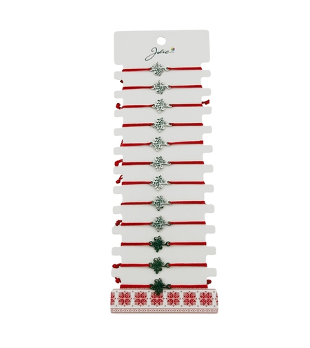 Bratara Martisor pentru Dama, Jolie, Model Copacul Vietii, Set 12 bucati, Pandativ Argintiu din Inox cu Snur Rosu Ajustabil