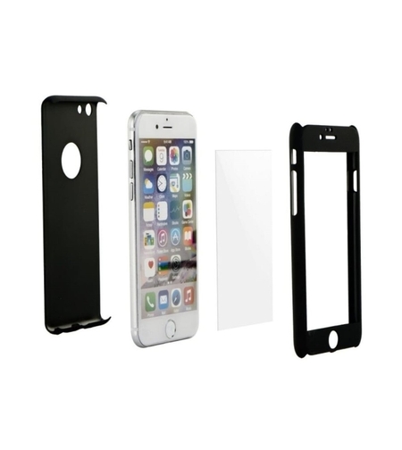 Set Husa si Folie de Protectie, Flippy, Compatibila cu Apple iPhone X, Full Cover 360°, Plastic + Sticla, Negru