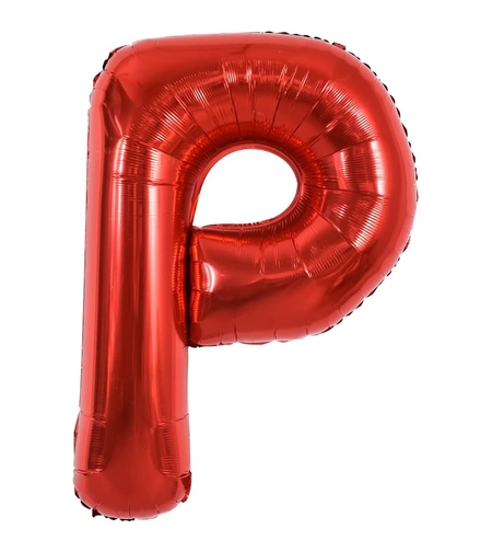 Balon Folie Metalizata Litera P, Flippy, 40 cm, Umflati cu Heliu sau Aer, Ambalaj Individual, Pai inclus, Rosu