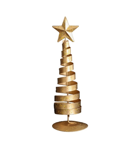 Brad de Craciun Ornament, Flippy, Decoratiune Brad micut din Metal, inaltime 20 x 6.5 x6.5 cm, Ornament de Craciun, Auriu