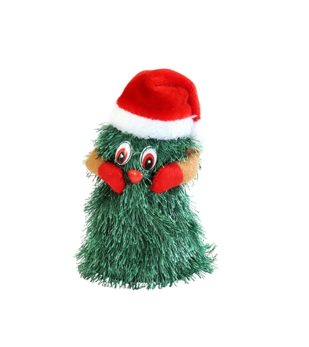 Bradut Dansator si Cantaret, Flippy, Decoratiune de Craciun, Jucarie Interactiva, 16 cm Inaltime, Verde