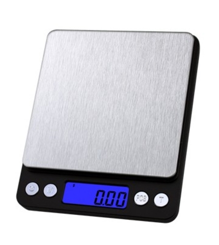 Mini Cantar Electronic, Vafy, pentru Alimente/Bijuterii, max 3 Kg, 2 x AA, 12.7 x 10.6 x 1.9 cm, Negru/Gri