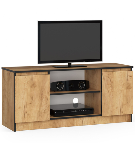 Comoda TV cu 2 usi si o polita, PAL laminat 16 mm, 120x40x55 cm, stejar craft