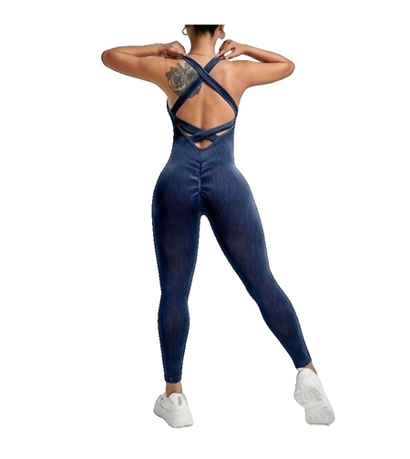 Costum Sport de Dama, Flippy, One Piece, pentru Yoga, Elastic, Fara Cusaturi, Albastru Marin, Marime L