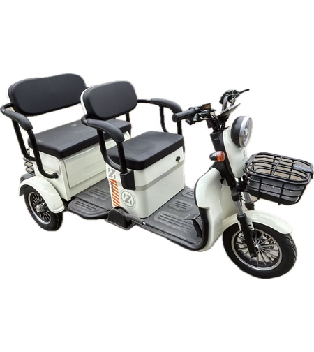 Triciclu Electric V6, Saige, Fara Permis, cu Doua Locuri, Motor 1800W, Baterie 72V24Ah, Autonomie 60km, 220x88x105 cm, Viteza Maxima 25km/h, Alb