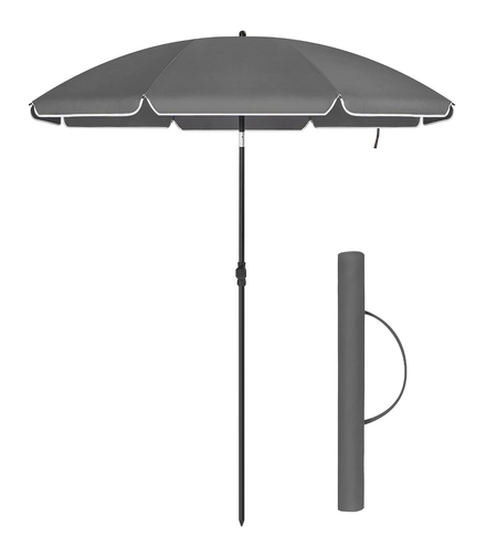 SONGMICS Umbrela terasa gradina sau plaja, cu inclinare, husa, diametru 160cm, gri
