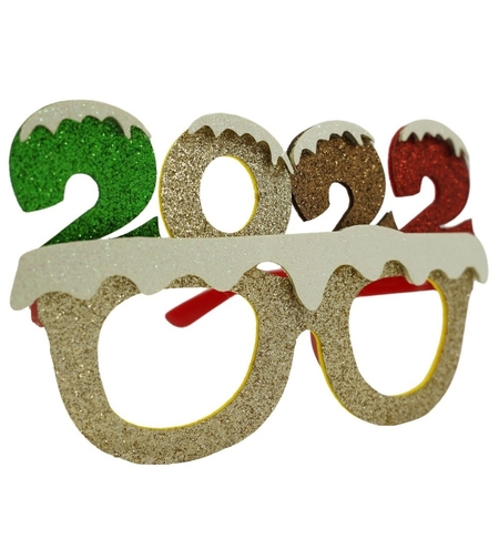 Ochelari petrecere de Revelion, 2022, Bej, din Plastic si Poliester, Flippy
