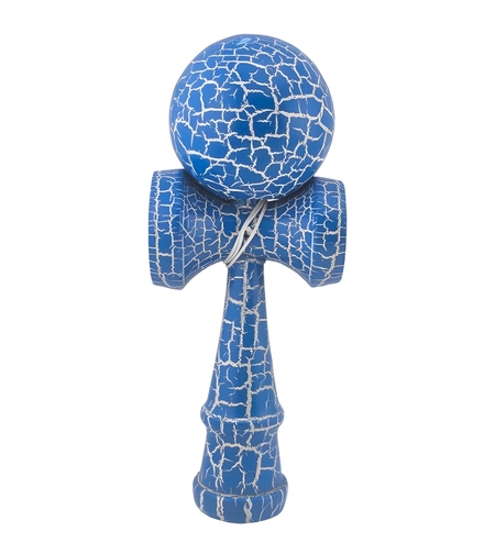 Kendama X Originala, Profesionala, Flippy, Kendama Cracked, din Lemn – 18 cm, Crack Albastru/Alb