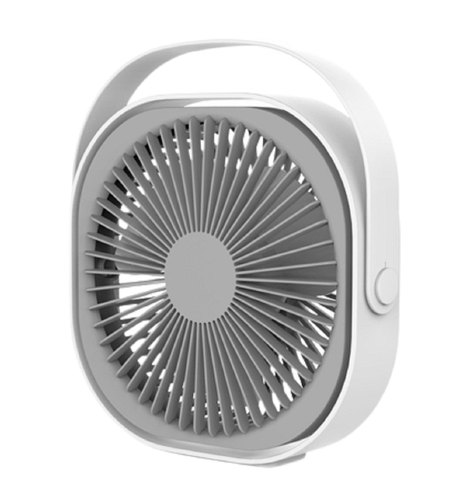 Mini ventilator pentru birou cu usb, Vafy, rotire 360 grade, 3 viteze, 1500 mA, 13.5 x 12,8, Alb