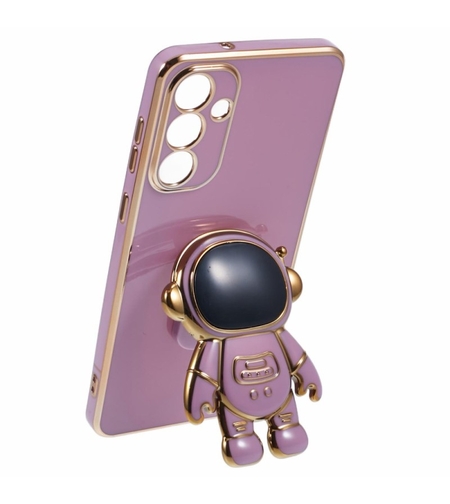 Husa Telefon 2in1, Vafy, Compatibila Samsung Galaxy S23 Ultra, Carcasa TPU cu Suport Inclus Tip Astronaut, Protectie Camere, Mov