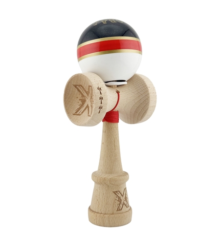 Kendama X Originala ROYAL SPIKE, Profesionala, Flippy, Cupe Mari KING SIZE V3, Super Sticky, Gaura in Baza, Rulment Metalic, din lemn 18 cm, Ata 62/65 cm, Inel Rosu
