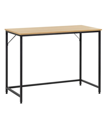 Birou cu blat MDF si cadru metalic, 100x50x76 cm, maro deschis