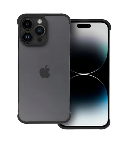 Husa TPU Edgeless Compatibila cu iPhone 15 Pro, Vafy, Protectie pentru Colturi si Camera, Aliaj, Antisoc, Antizgariere, Negru Mat