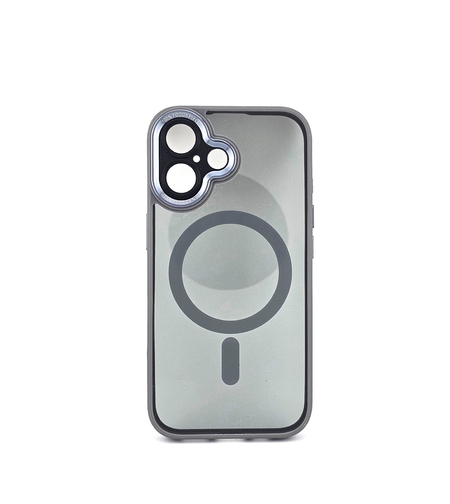 Husa de Protectie Compatibil cu iPhone 16 Plus, Vafy, Incarcare Wireless, Tehnologie Magsafe, Carcasa din TPU/ PC, Protectie Camera, Antisoc, Antizgariere, Gri - Transparent