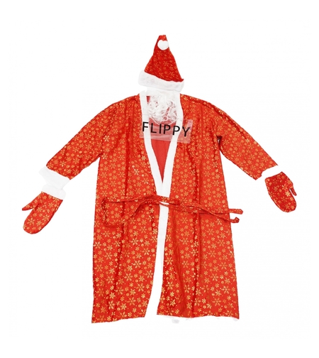 Set Costum de Mos Craciun, Flippy, rosu, pentru adulti, catifea, 5 piese