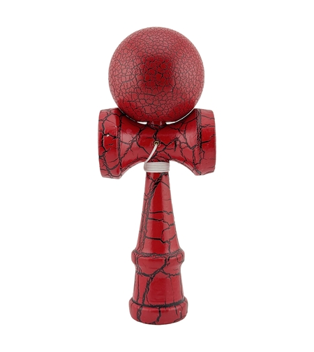 Kendama X Originala, Profesionala, Flippy, Kendama Cracked, din Lemn, 18 cm, Rosu/Negru