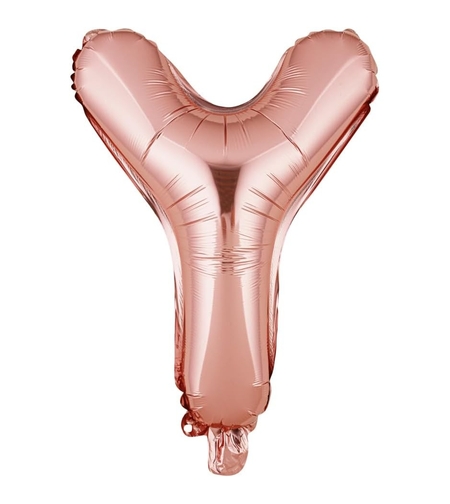 Balon Folie Metalizata Litera Y, Flippy, 40 cm, Umflati cu Heliu sau Aer, Ambalaj Individual, Pai inclus, Rose Gold