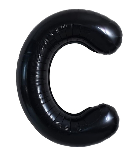 Balon Folie Metalizata Litera C, Flippy, 40 cm, Umflati cu Heliu sau Aer, Ambalaj Individual, Pai inclus, Negru
