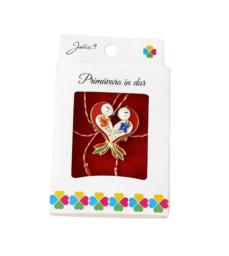 Martisor Brosa Mica in Cutie, Jolie, Dimensiune Brosa 2.5-3 cm, Material Metal, Model Vrabiute, Multicolor
