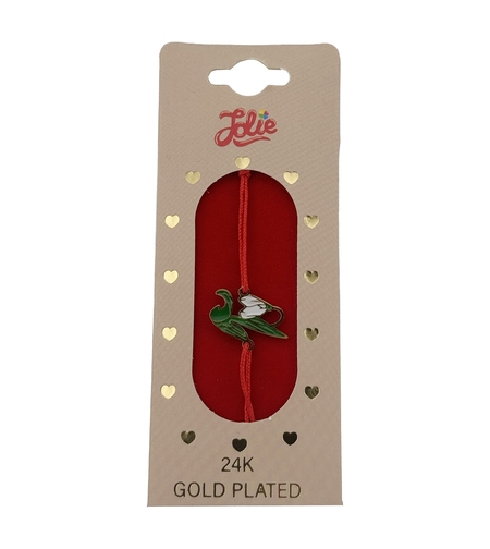 Bratara Placata cu Aur 24k Copii, Jolie, Model Lalea, cu Snur Rosu, 3.5 x 9.5, Multicolor