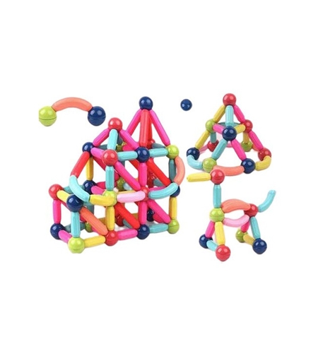 Piese Magnetice pentru Copii, Flippy, Set din 128 de Piese de diferite Culori, Constructor Magnetic cu Posibilitatea de a Construii forme Nelimitate, Multicolor