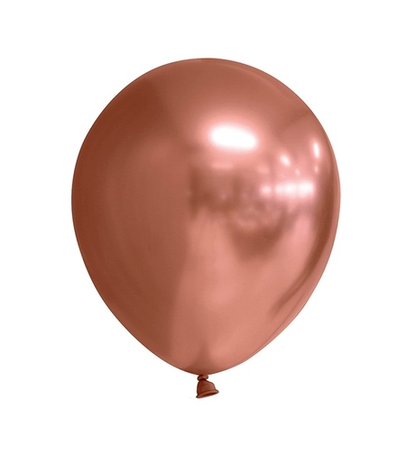 Set 12 Baloane, Flippy, din Latex Chrome, 30 cm, Roz-Auriu