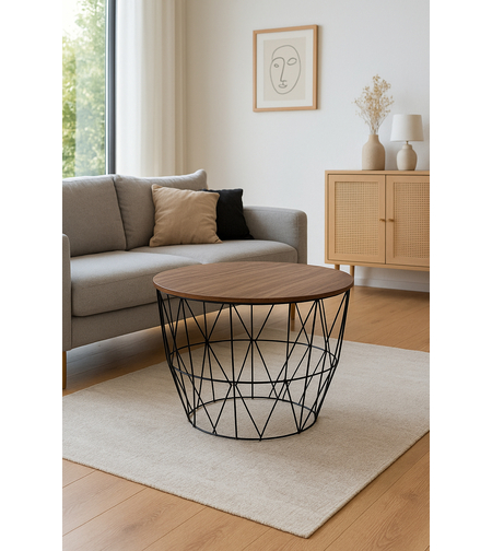 Masuta cafea Atmosphera Atomic, MDF si otel, 56x40 cm, negru