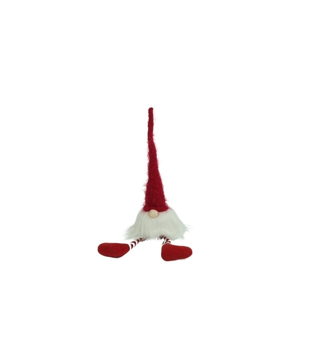 Ornament de Craciun spiridus, Flippy, alb/rosu, textil, 52 cm
