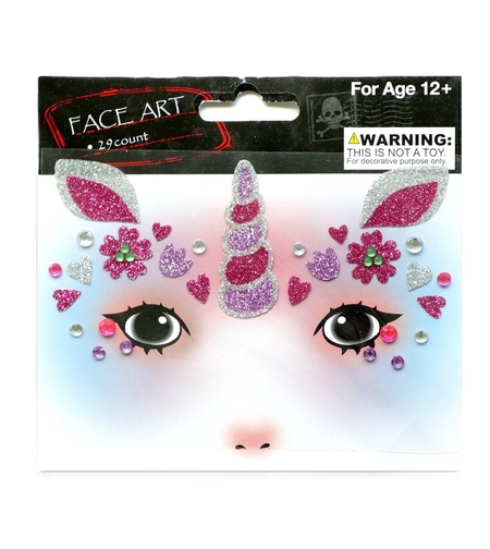 Sticker Temporar pentru Fata, Flippy, pentru Machiaj, Face Art, Halloween, Teatru, Model Unicorn, Multicolor